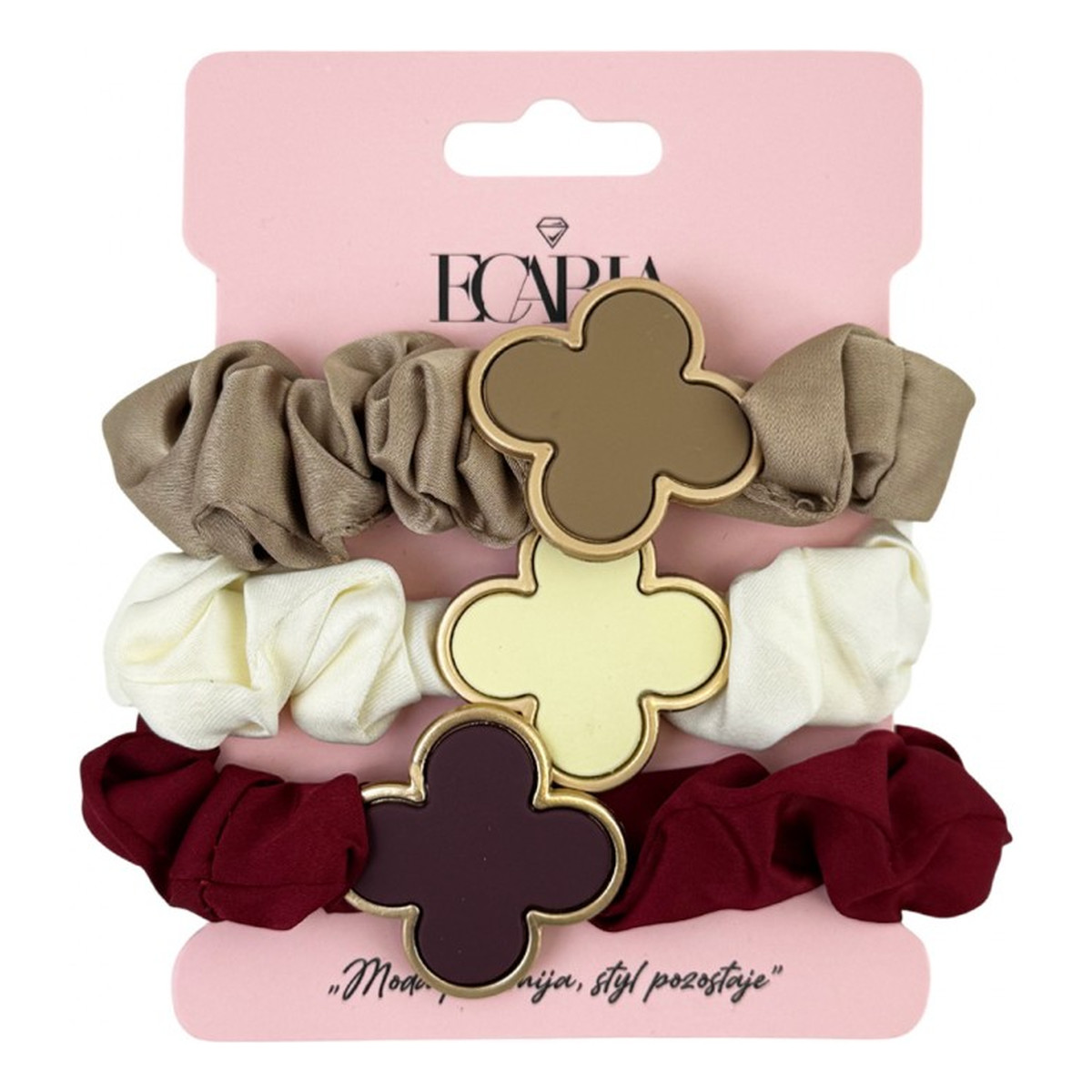 Ecarla Zestaw frotek gumek 3w1 na plakietce PIN UP koniczynka GUM176