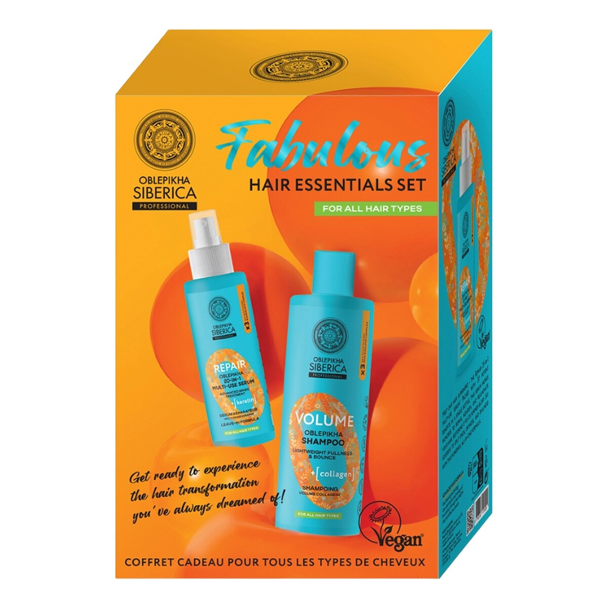 Natura Siberica Oblepikha Fabulous Hair Essentials Zestaw szampon dodający objętości 400ml + serum regenerujące do włosów 200ml