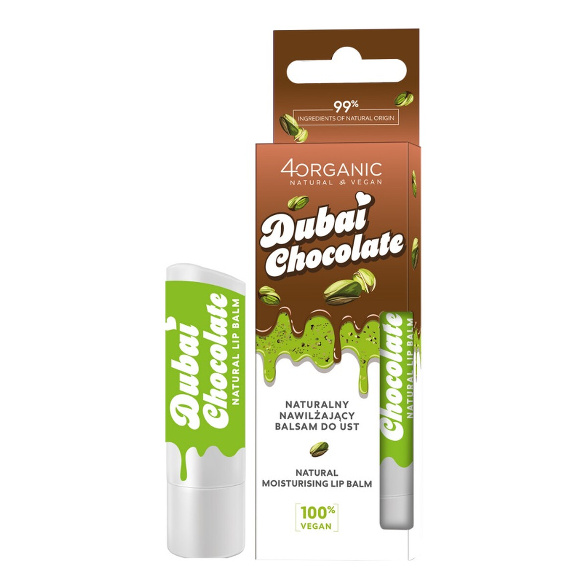 4organic Naturalny nawilżający Balsam do ust dubajska czekolada 5g