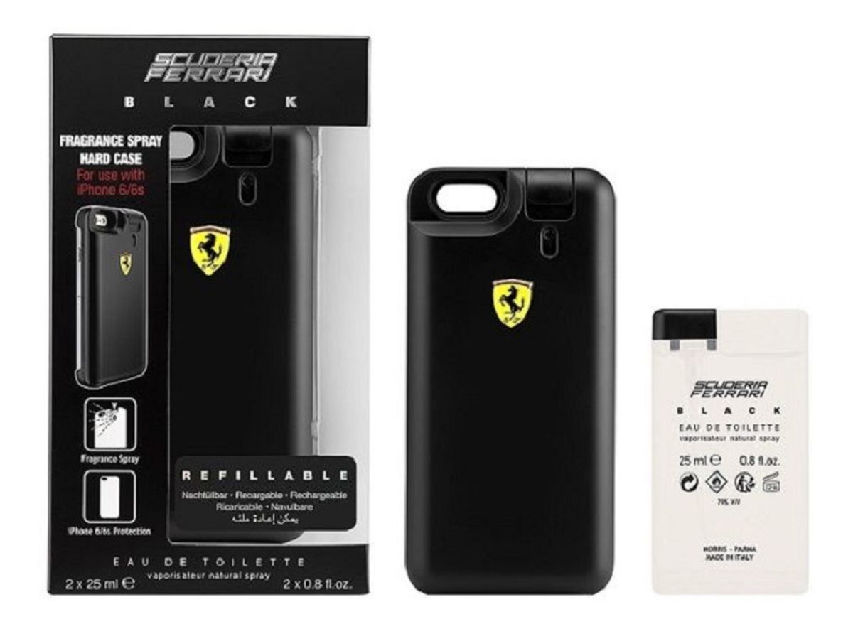 ZESTAW FERRARI Black perfumy męskie - woda perfumowana 2x25ml wkład + etui na telefon iPhone 6 & iPhone 6s