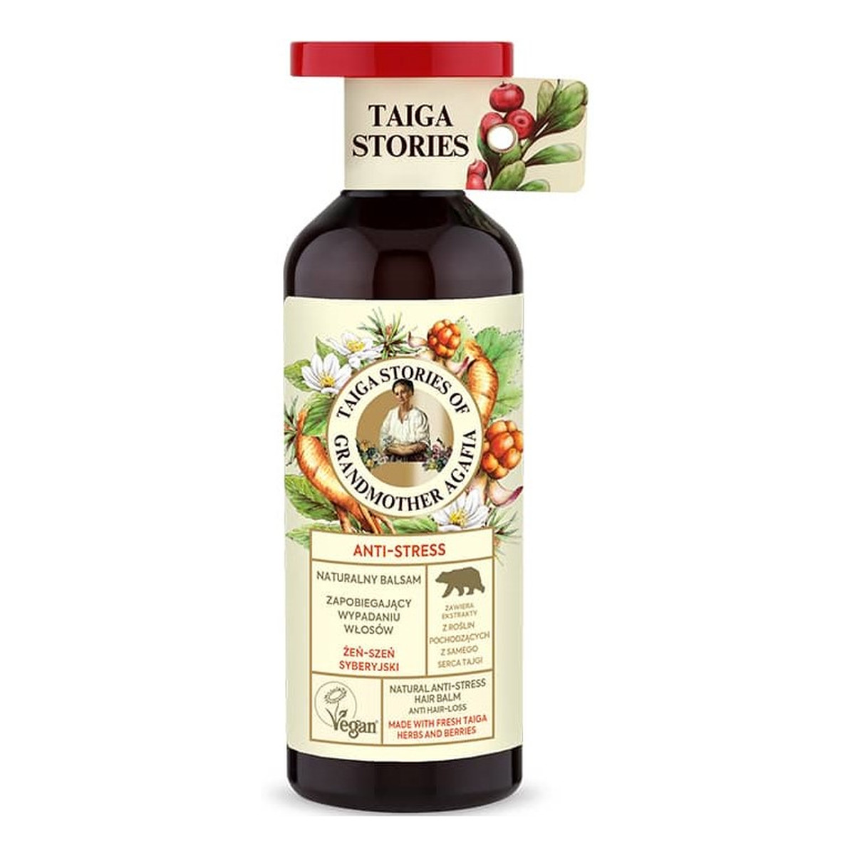 Receptury Babuszki Agafii Taiga Stories Naturalny balsam do włosów Anti-Stress żeń-szeń syberyjski 500ml