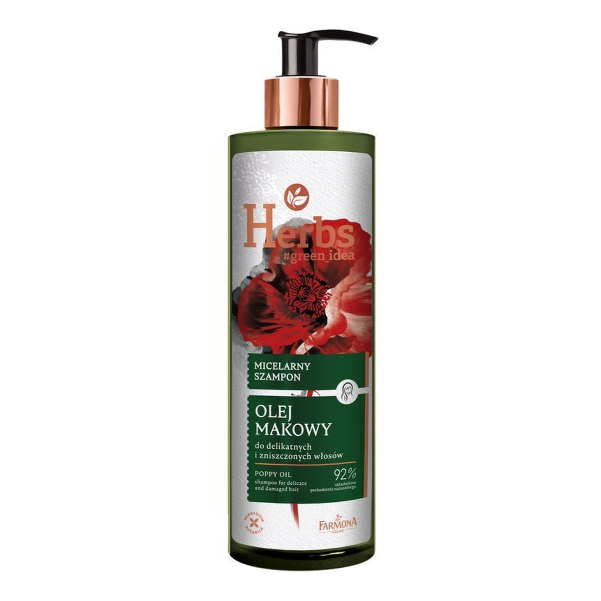 Farmona Herbs Micelarny Szampon do włosów delikatnych i zniszczonych - Olej Makowy 400ml