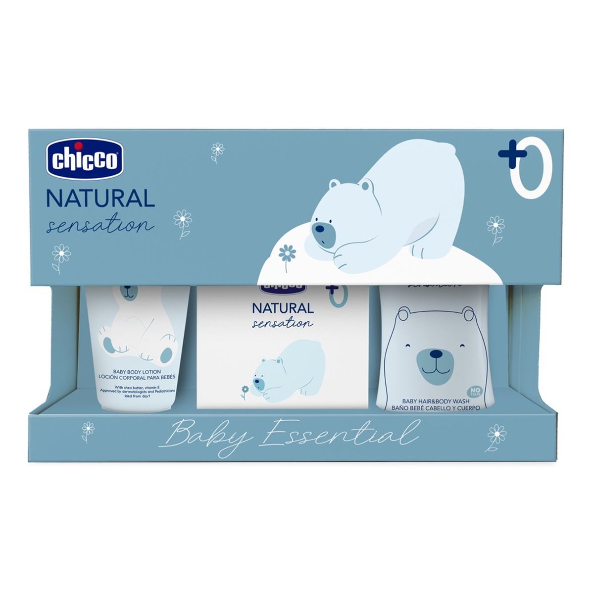 Chicco Natural Sensation Baby Essential Zestaw płyn do ciała i włosów 200ml + balsam do ciała 150ml + woda perfumowana 100ml