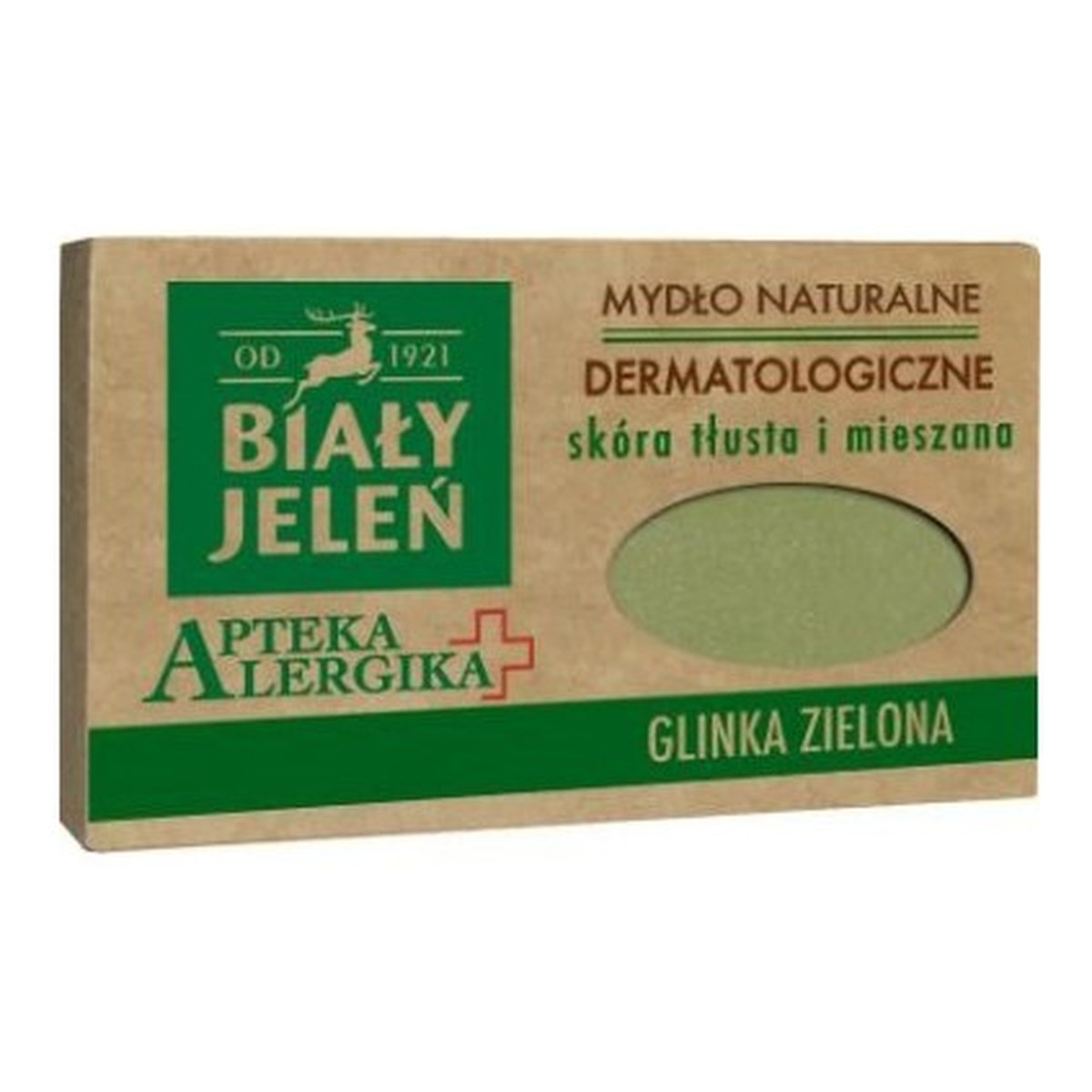 Biały Jeleń Apteka Alergika Dermatologiczne mydło z glinką zieloną, cera tłusta i mieszana 125g