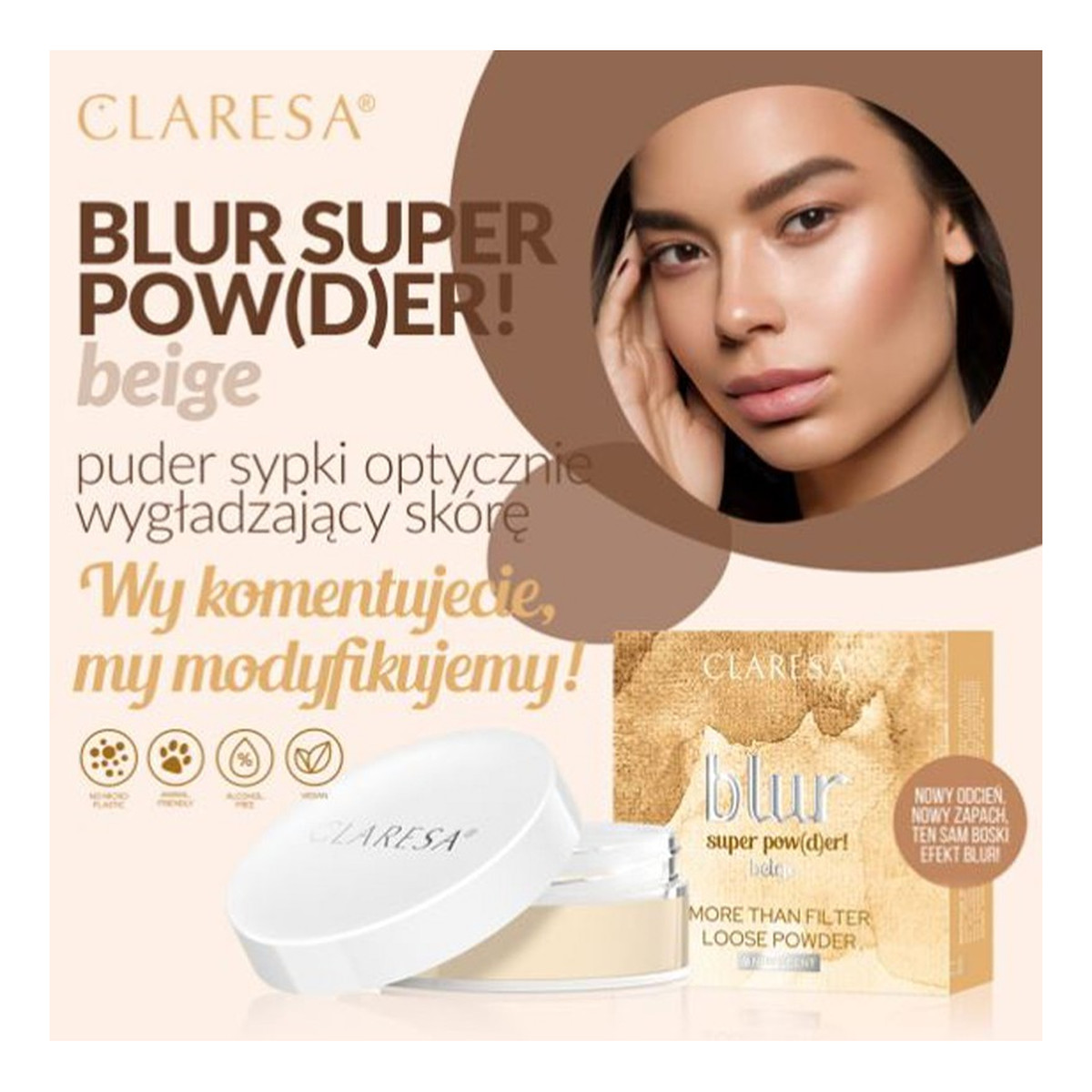 Claresa BLUR Super Pow(d)er Puder Sypki Wygładzający Beige 12g