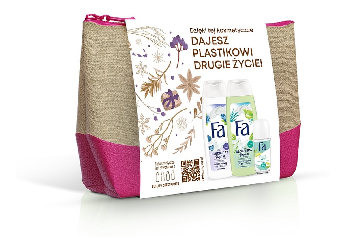 Zestaw aloe vera yoghurt żel pod prysznic 250ml + blueberry yoghurt żel pod prysznic 250ml + fresh dry antyperspirant w kulce 50ml + kosmetyczka