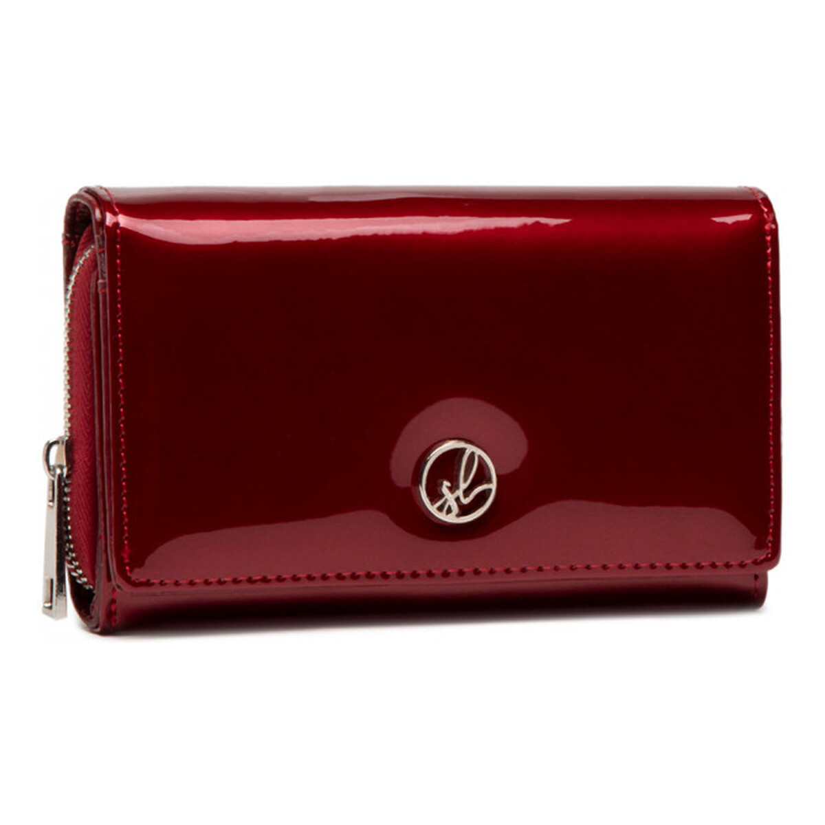 Semi Line Portfel damski skórzany Bordowy P8229-2
