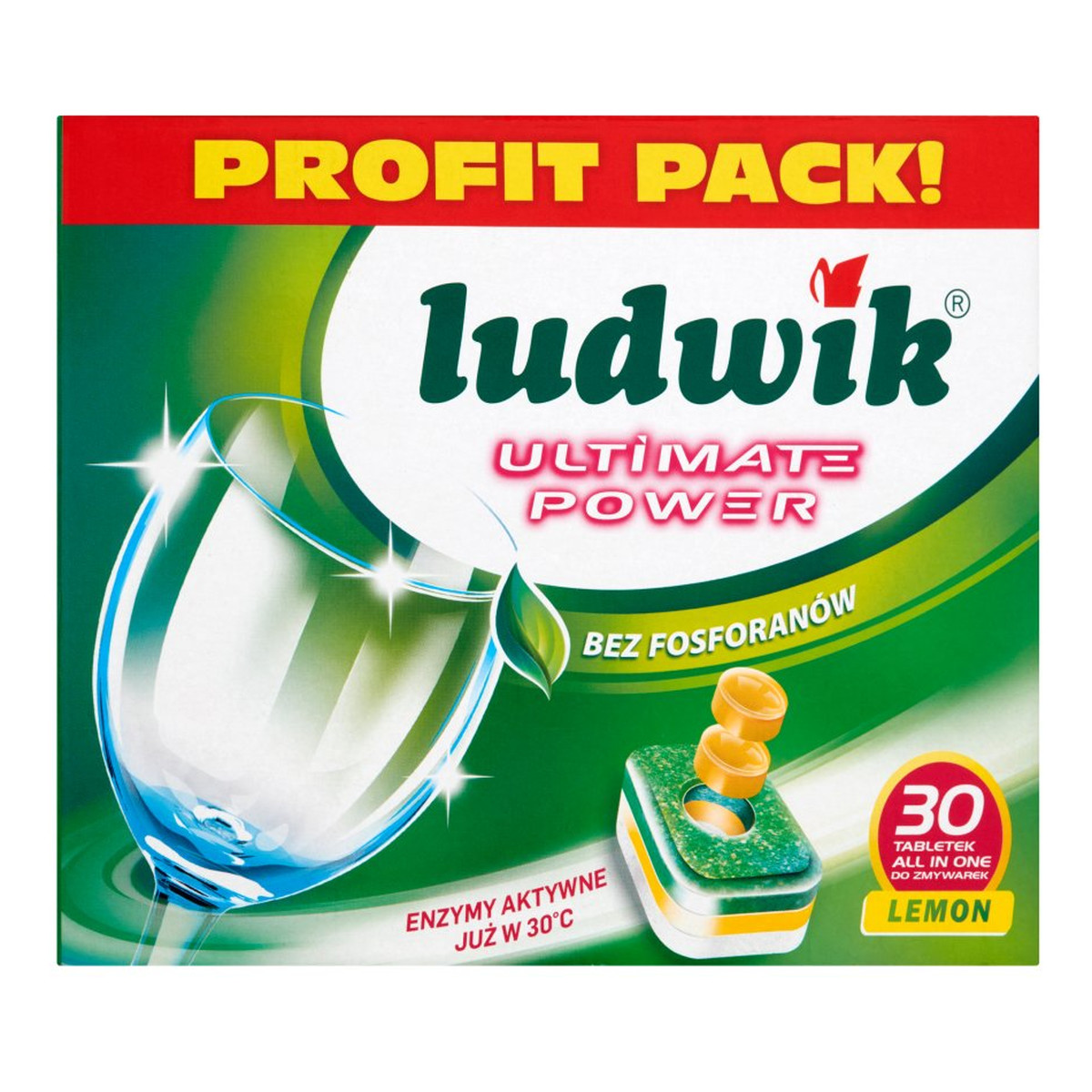 Ludwik All in one Ultimate Power Lemon Tabletki do zmywarek (30 sztuk) 540g