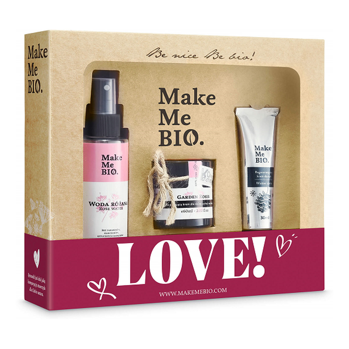 Make Me Bio Garden Roses Zestaw Krem Garden + Woda Różana + Krem Do Rąk Winter Care
