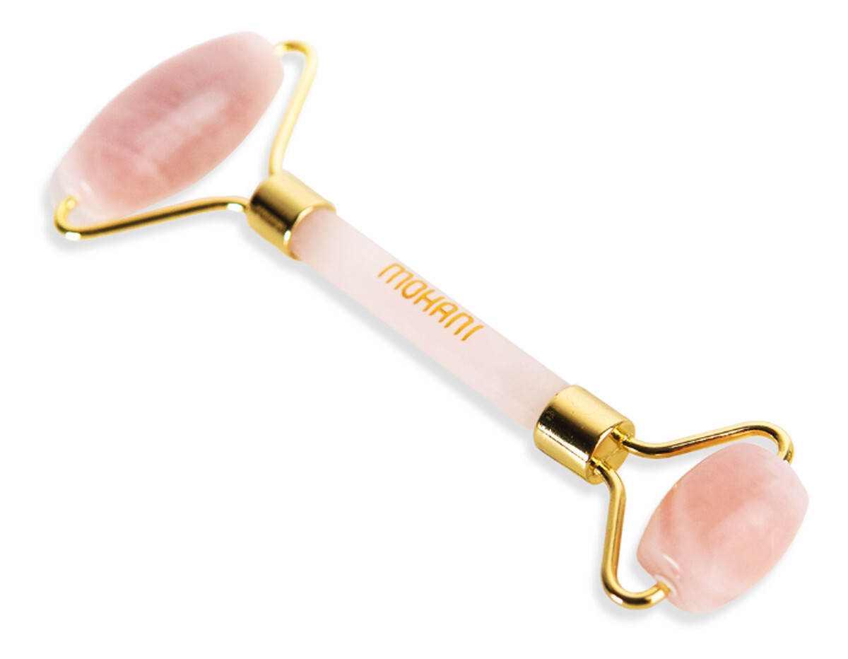 Roller do masażu twarzy z różowego kwarcu