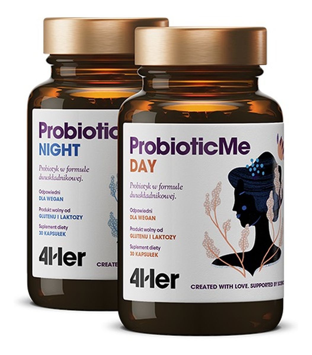 4her probioticme day+night priobiotyk w formule dwuskładnikowej suplement diety 60 kapsułek