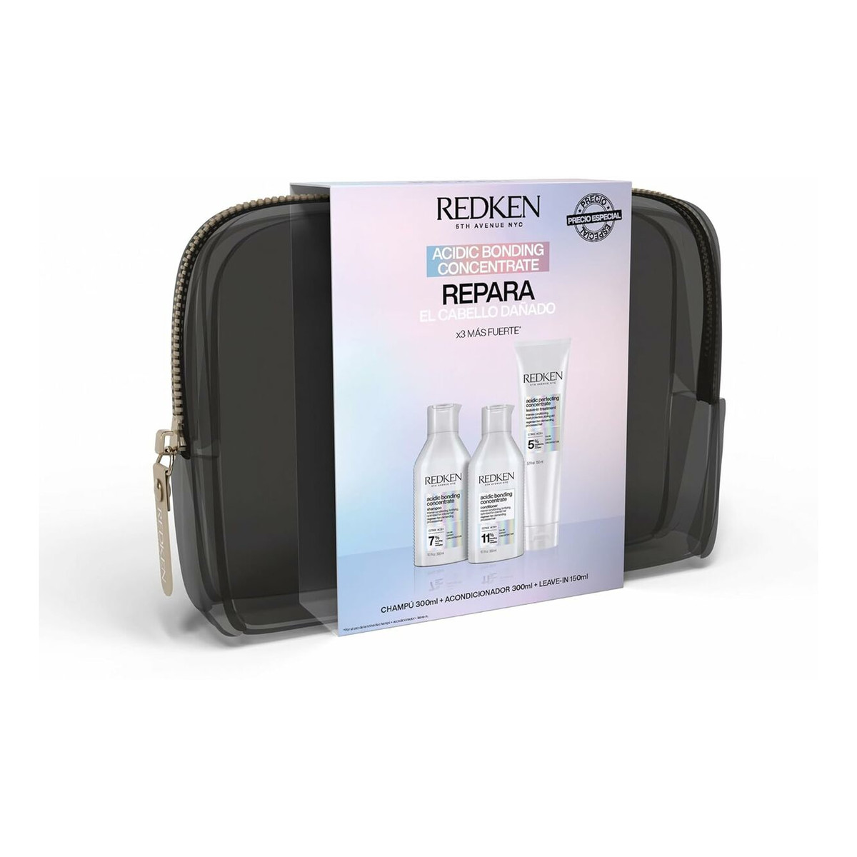 Redken Acidic Bonding Szampon 300ml + odżywka 300ml + treatment 150ml + kosmetyczka