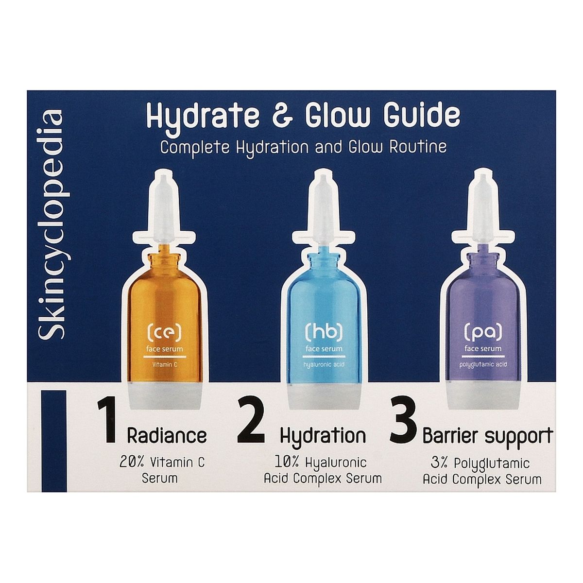 Skincyclopedia Hydrate & Glow Guide Profesjonalna kuracja nawilżająca i dodająca blasku 3*