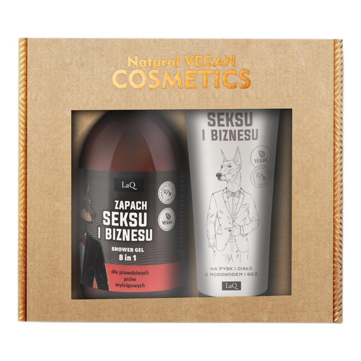 Laq Zapach Seksu i Biznesu Czarny Mat Zestaw żel pod prysznic 500ml + balsam do ciała w tubie 200ml