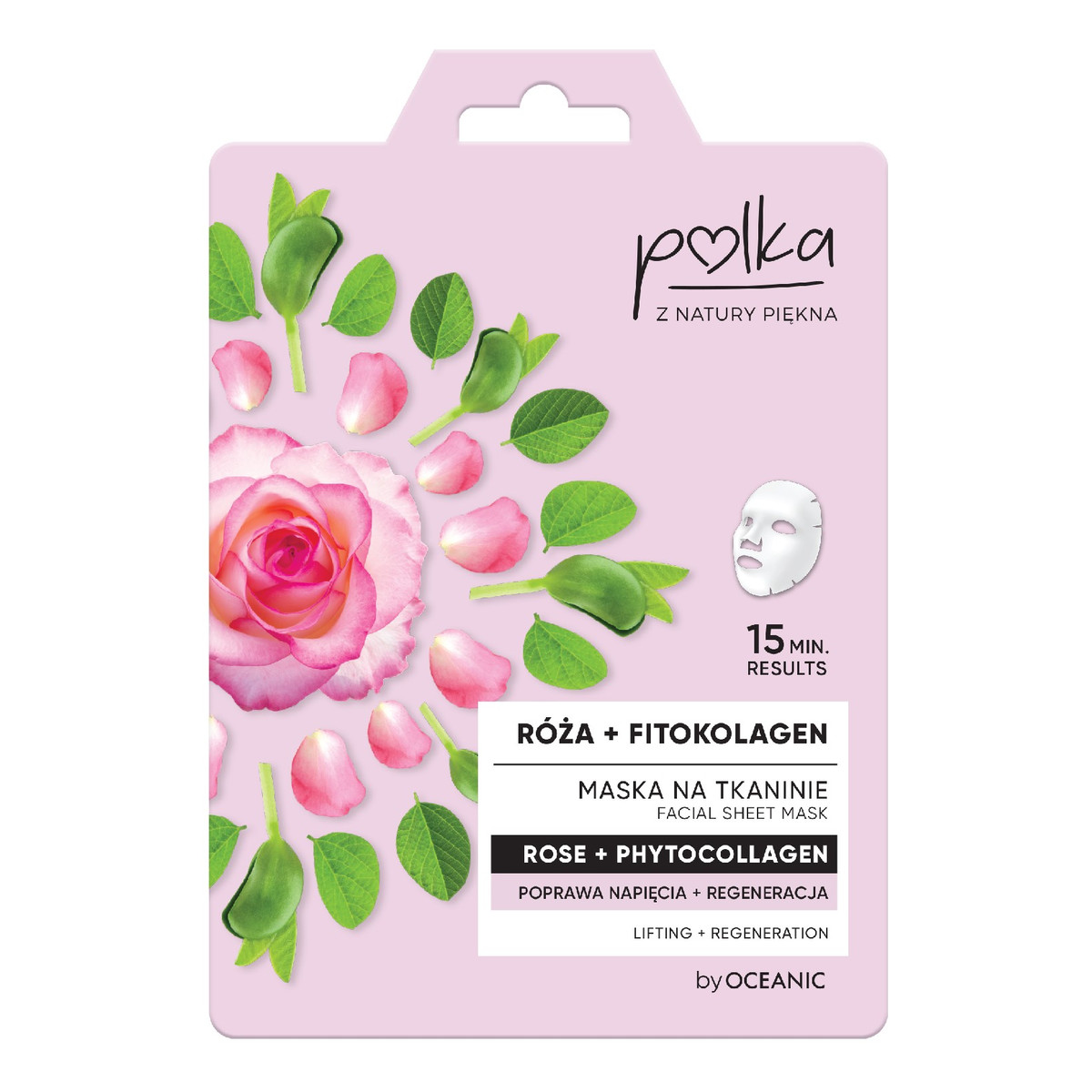 Polka Maska na tkaninie Róża + Fitokolagen poprawa napięcia + regeneracja