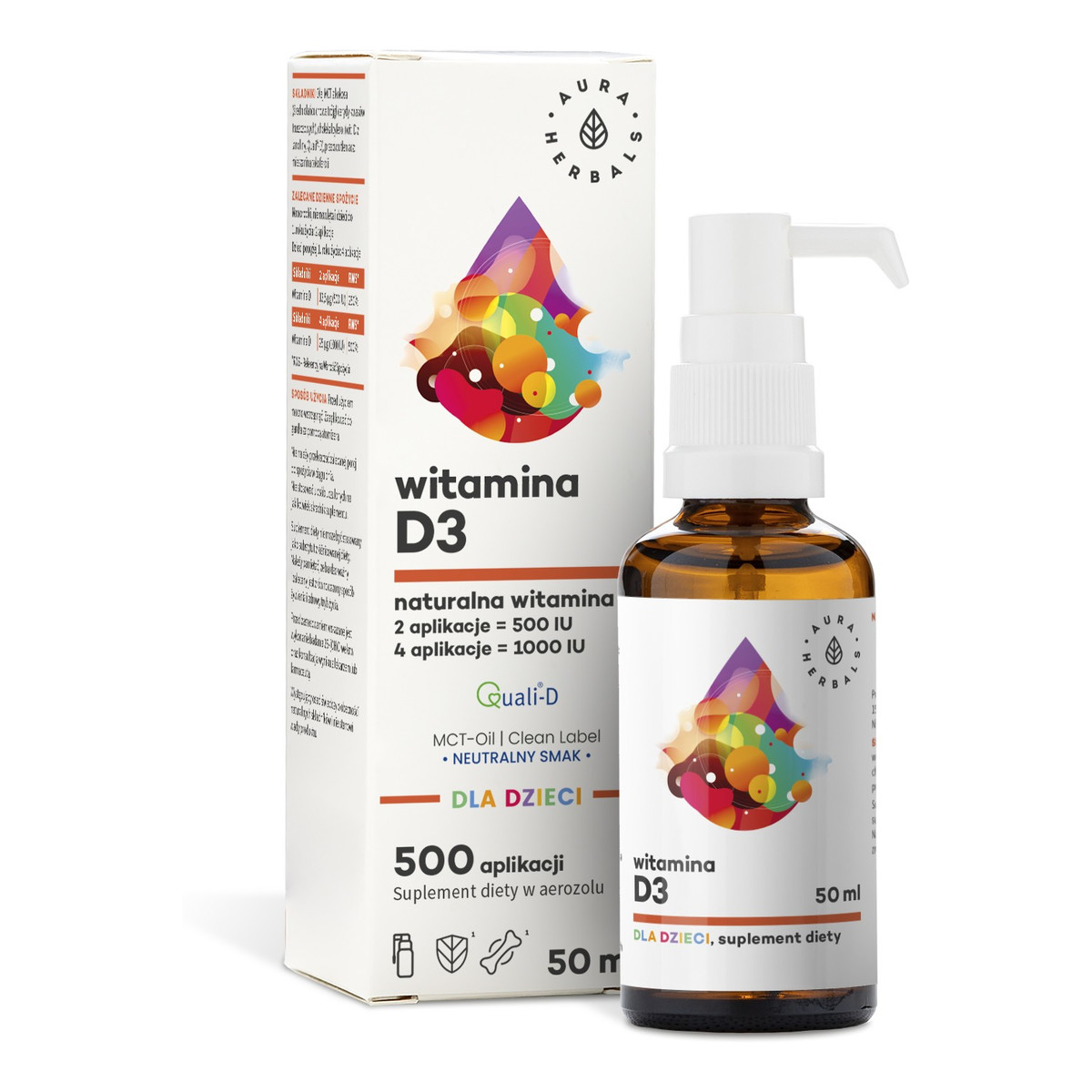 Aura Herbals Witamina D3 dla dzieci + MCT - aerozol 50ml