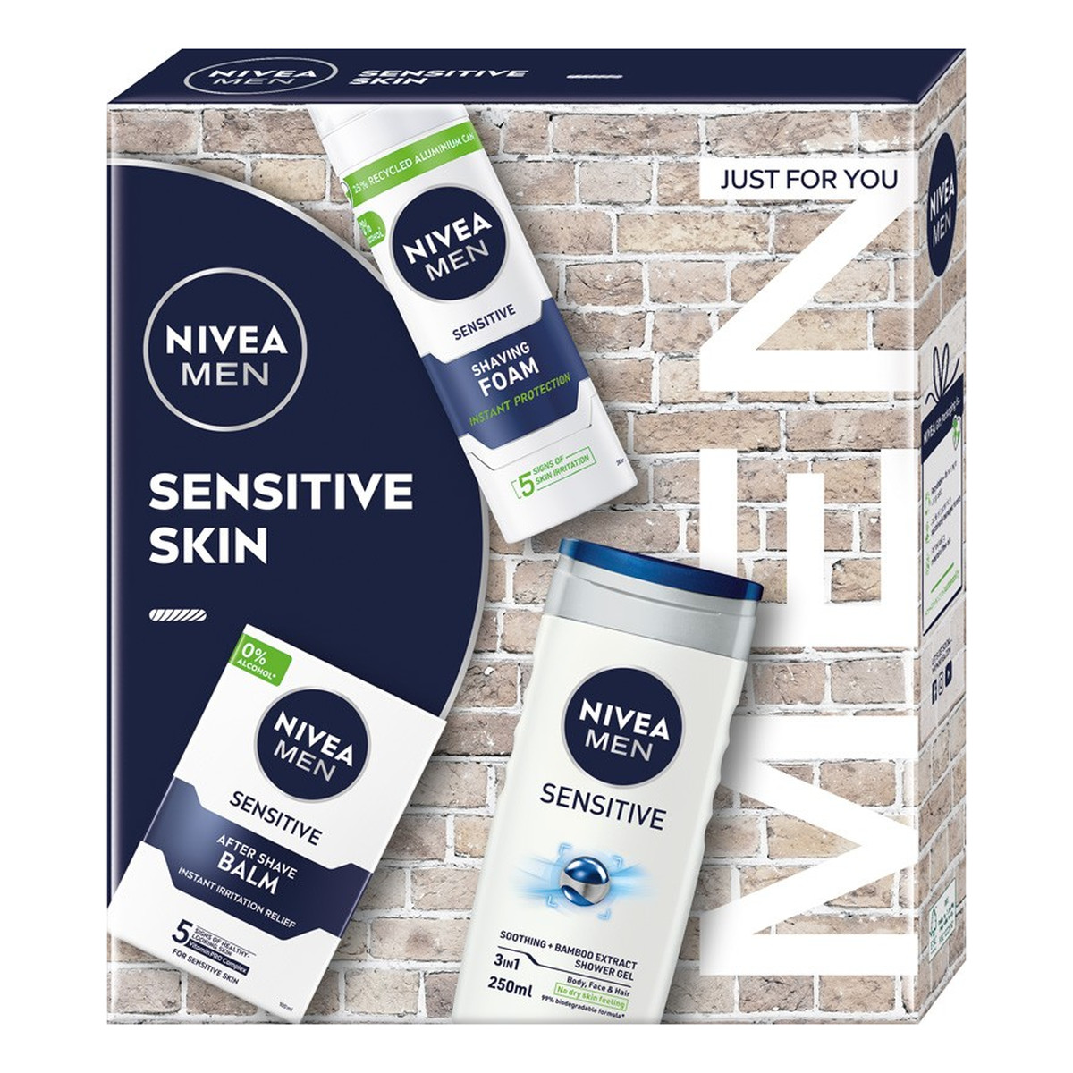 Nivea Men Sensitive Zestaw pielęgnacyjny do ciała dla mężczyzn 200ml