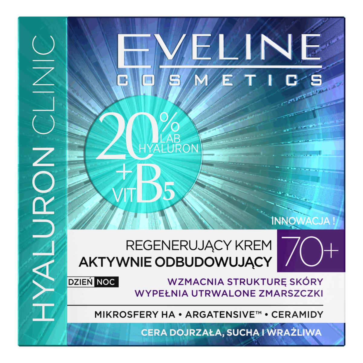 Eveline Hyaluron Clinic 70+ Regenerujący Krem aktywnie odbudowujący na dzień i noc 50ml