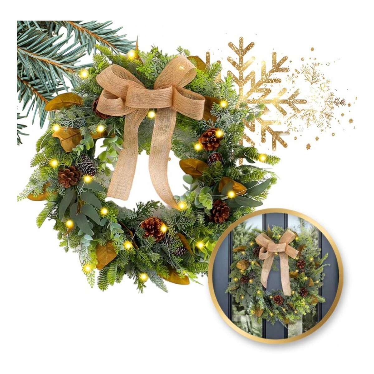 Ecarla Girlanda świąteczna wieniec ozdoba na drzwi