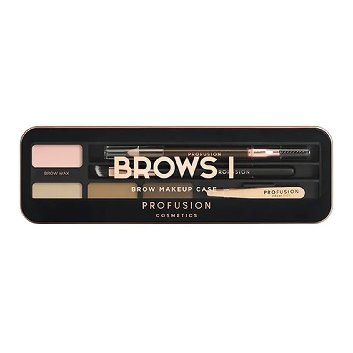 Profusion Zestaw Brows 1 Makeup Case Display cienie do brwi + kredka do brwi + pędzelek + pęseta