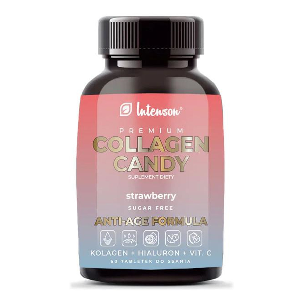 Intenson Premium Collagen Candy kolagen Truskawka 60 tabletek do ssania