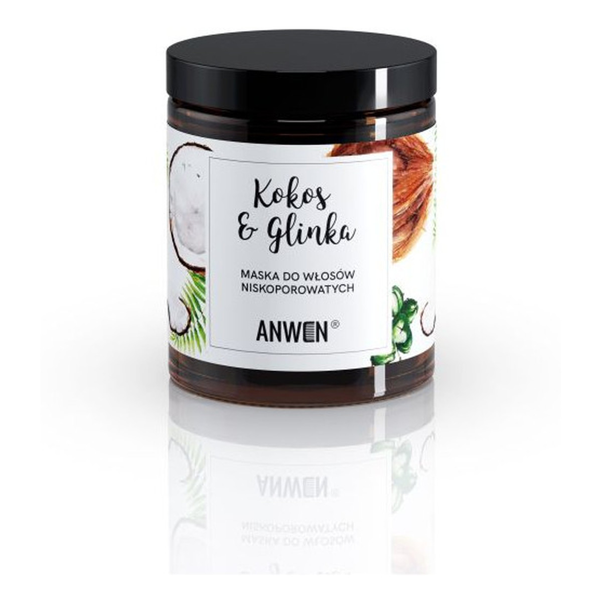 Anwen Maska do Włosów Niskoporowatych - Kokos i Glinka 180ml