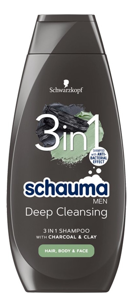 Men charcoal 3in1 shampoo szampon dla mężczyzn do włosów twarzy i ciała z węglem i glinką