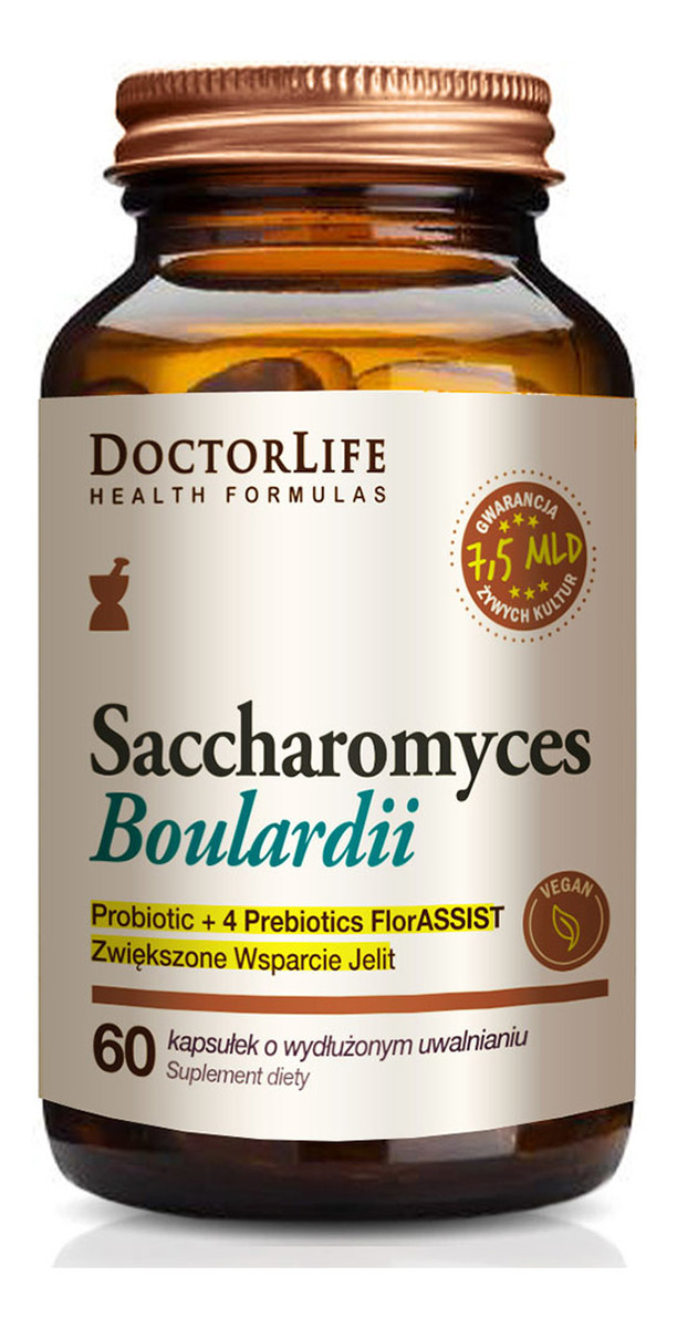 Saccharomyces boulardii suplement diety wspierający jelita 60 kapsułek