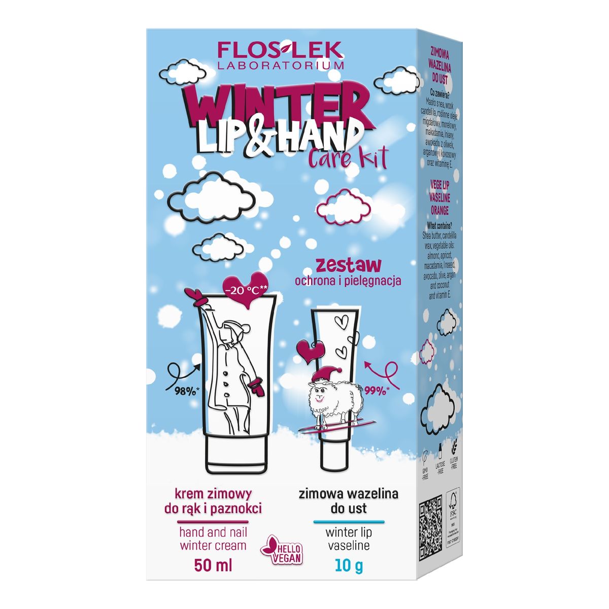 FlosLek Zestaw prezentowy winter lip&hand care krem do rąk + wazelina do ust