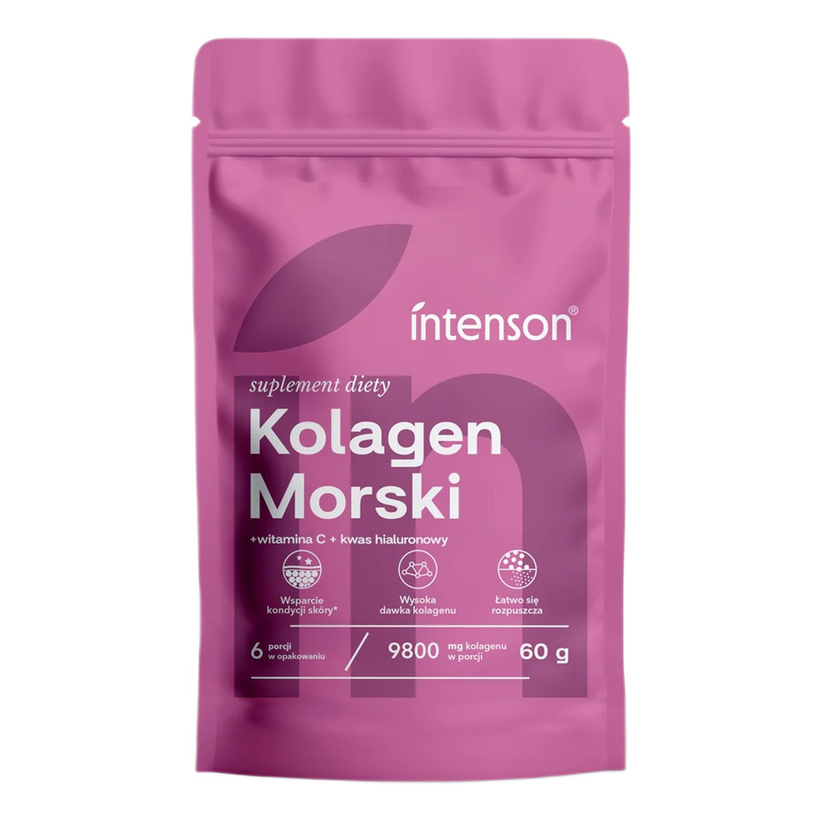 Intenson Kolagen morski + witamina c + kwas hialuronowy suplement diety 60g