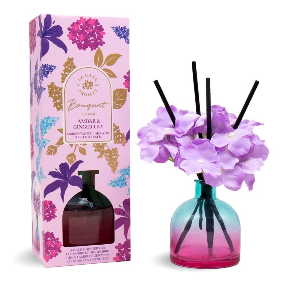 La Casa De Los Aromas Flower bouquet patyczki zapachowe bursztyn lilia imbirowa 170ml