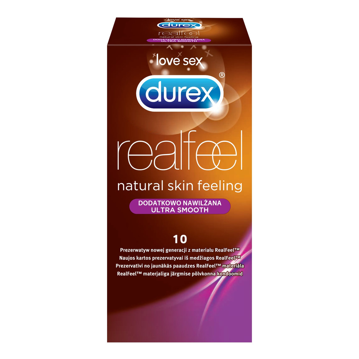 Durex Real Feel Natural Skin Feeling prezerwatywy nielateksowe dodatkowo nawilżane 10szt