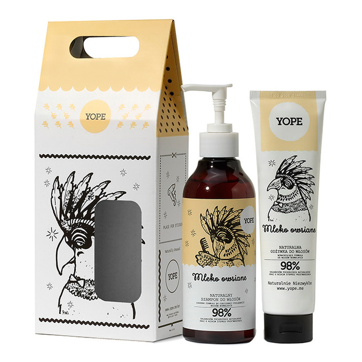 Yope zestaw (naturalny szampon do włosów Mleko Owsiane 300ml + odżywka do włosów Mleko Owsiane 170ml)