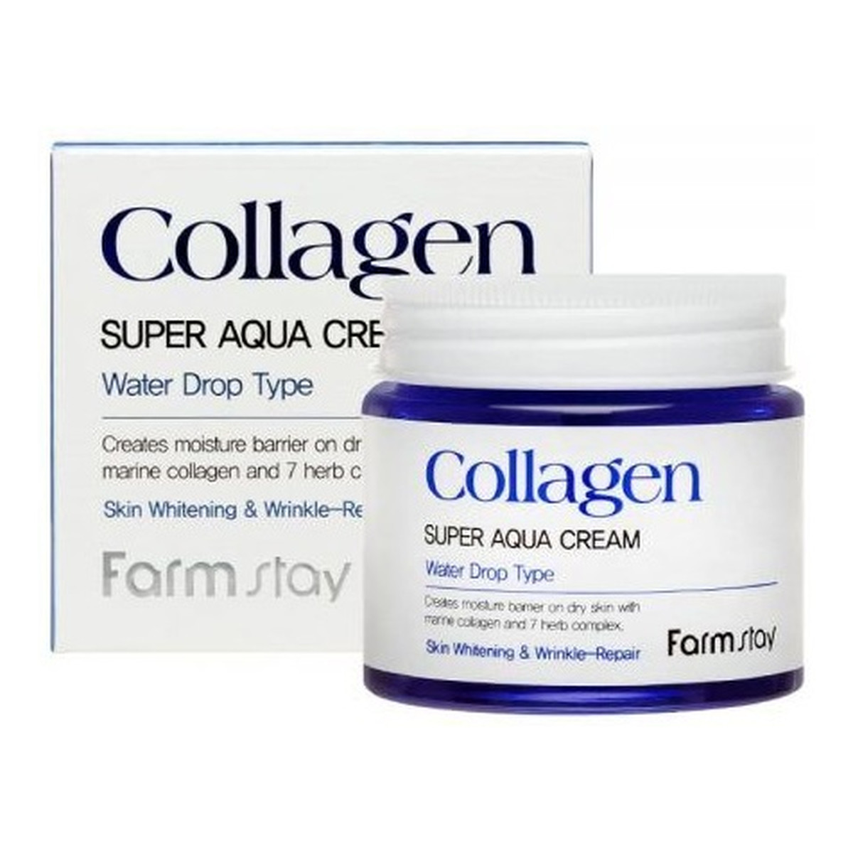 Farmstay Farm Stay Collagen Super Aqua Cream Kolagenowy krem intensywnie nawadniający Water Drop 80ml