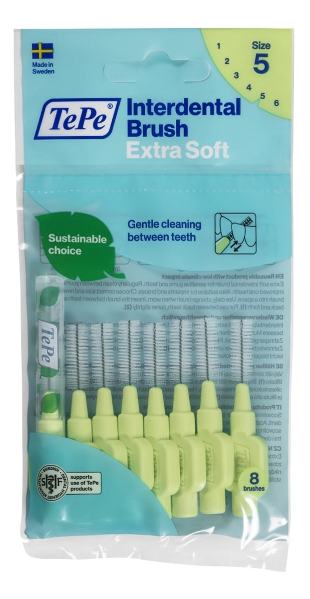 Extra soft szczoteczki do przestrzeni międzyzębowych 0.8mm jasnozielone 8szt