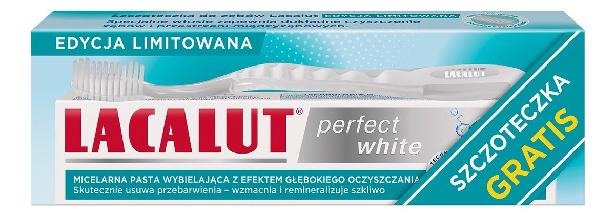 Lacalut perfect white pasta do zębów 75 ml + szczoteczka