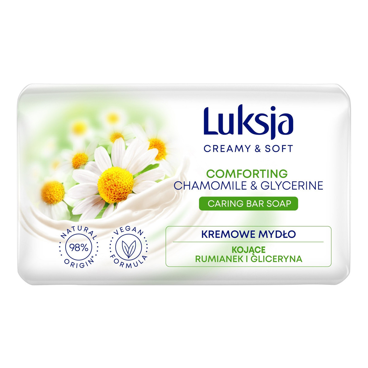 Luksja Creamy & Soft Kojące Kremowe Mydło w kostce Rumianek & Gliceryna 90g