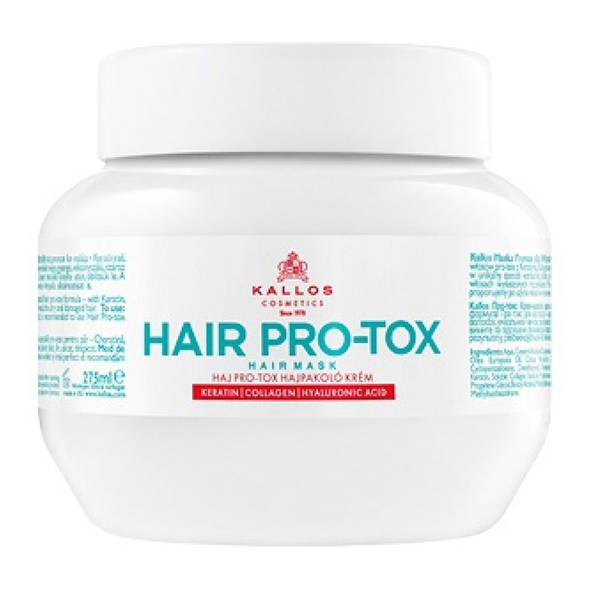 Kallos Hair Pro-Tox maska do włosów z keratyną kolagenem i kwasem hialuronowym 275ml