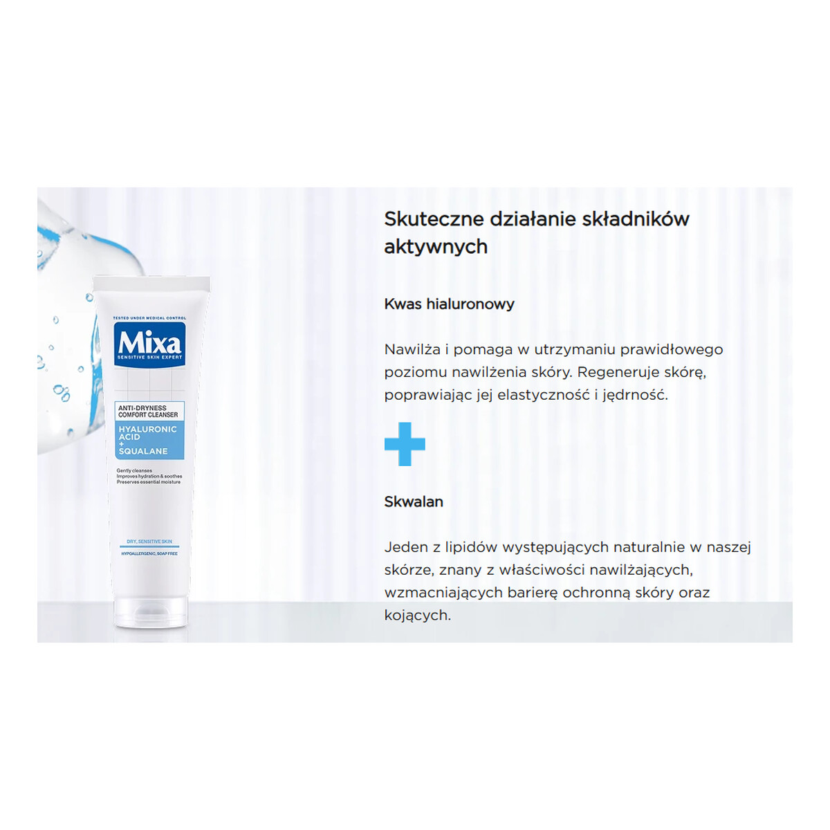 Mixa Comfort Cleanser Żel do mycia twarzy przeciw przesuszeniom kwas hialuronowy + skwalan 150ml