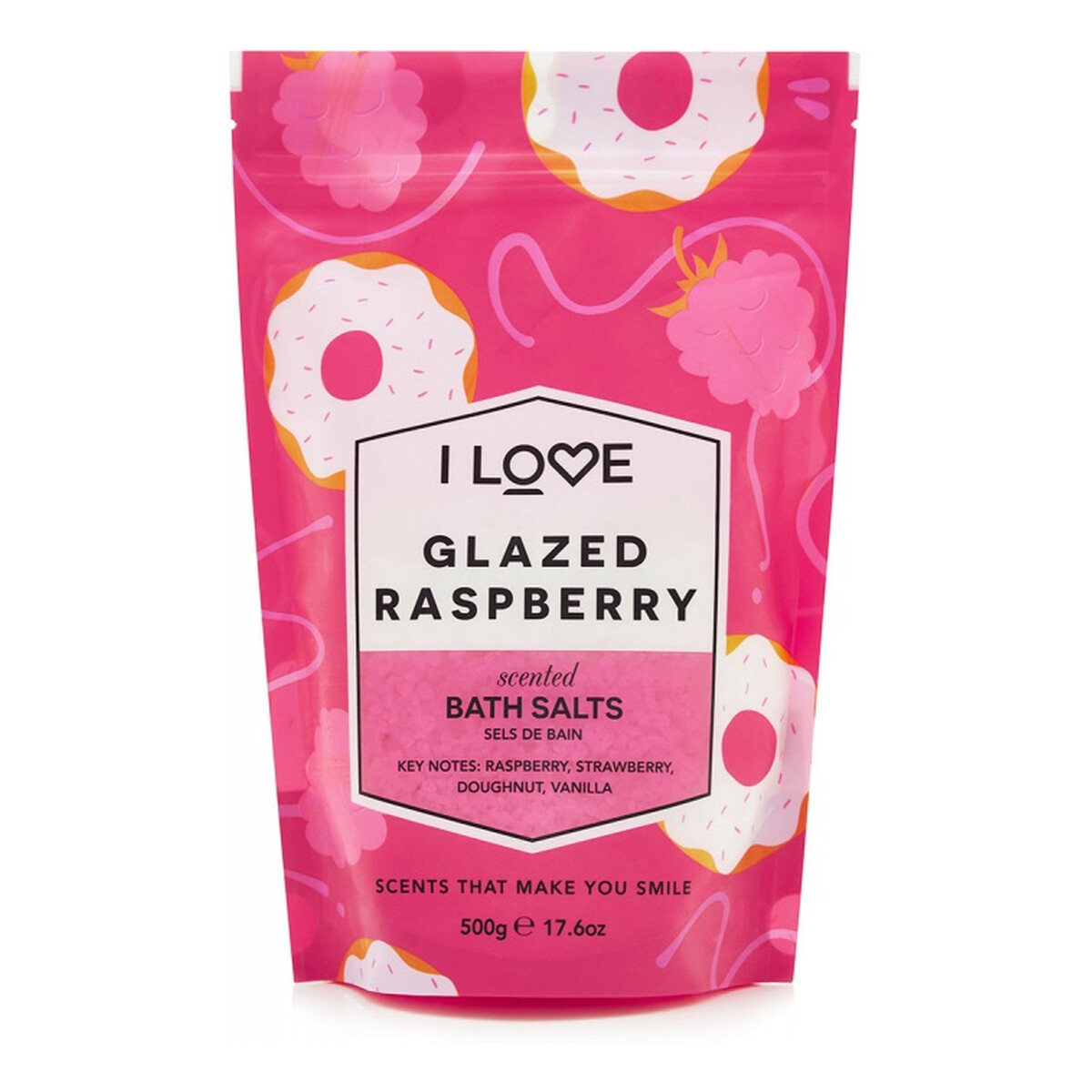 I love Scented bath salts kojąco-relaksująca sól do kąpieli glazed raspberry 500g