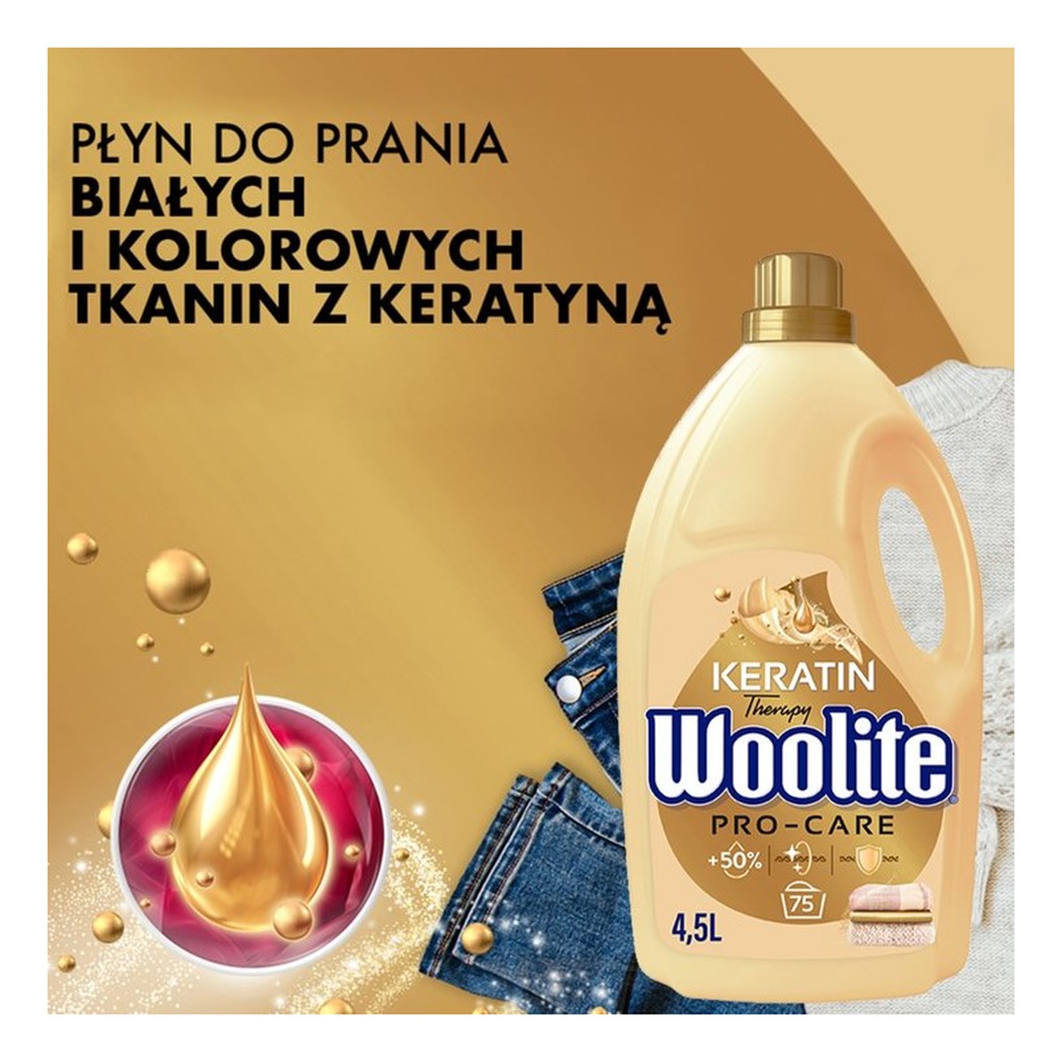 Woolite Keratin Therapy Pro Care Płyn do prania tkanin i wełny 75 prań 4.5l