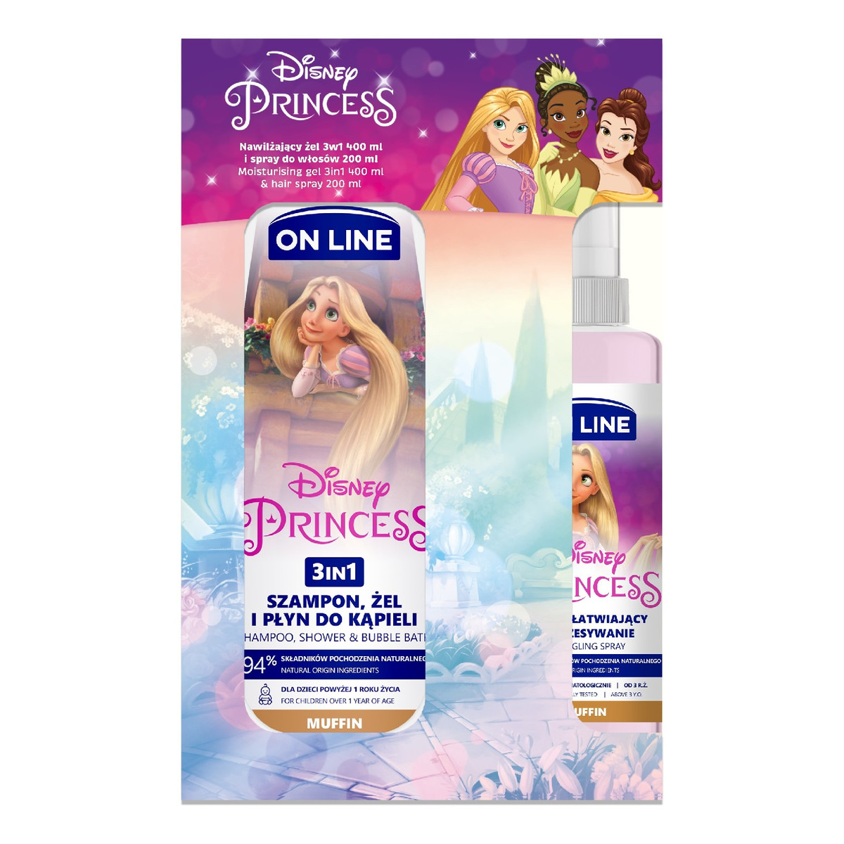 On Line Disney Zestaw prezentowy Princess Żel 3w1+ Spray do włosów