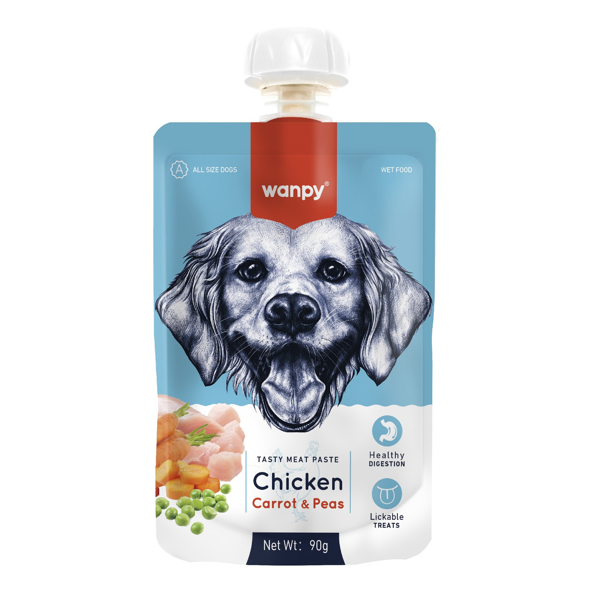 Wanpy Dogs Kremowa pasta dla psów-chicken,carrot&peas (kurczak z marchewką i groszkiem) 90g