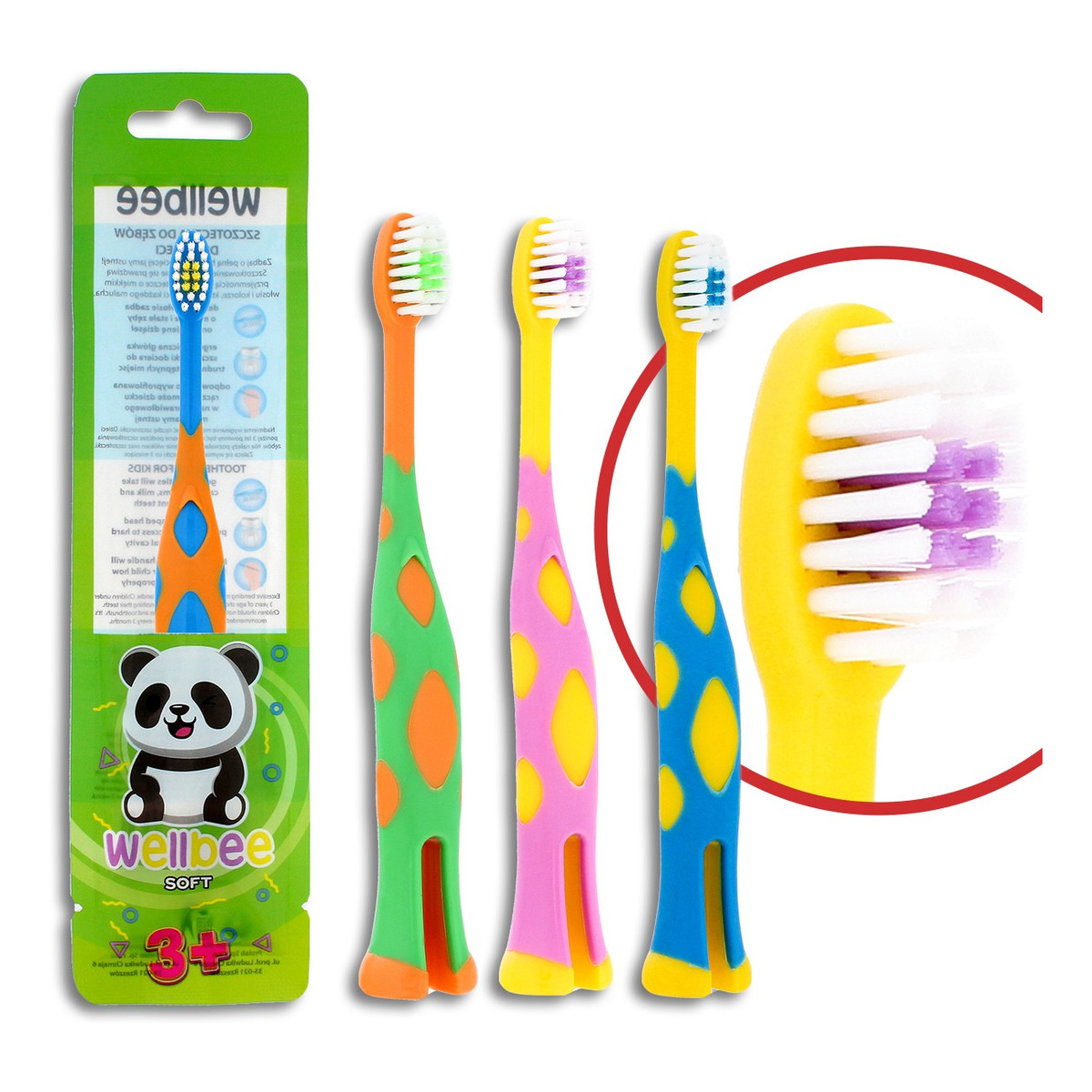 Wellbee Kids Szczoteczka dla dzieci (3+) Travel Soft - mix kolorów