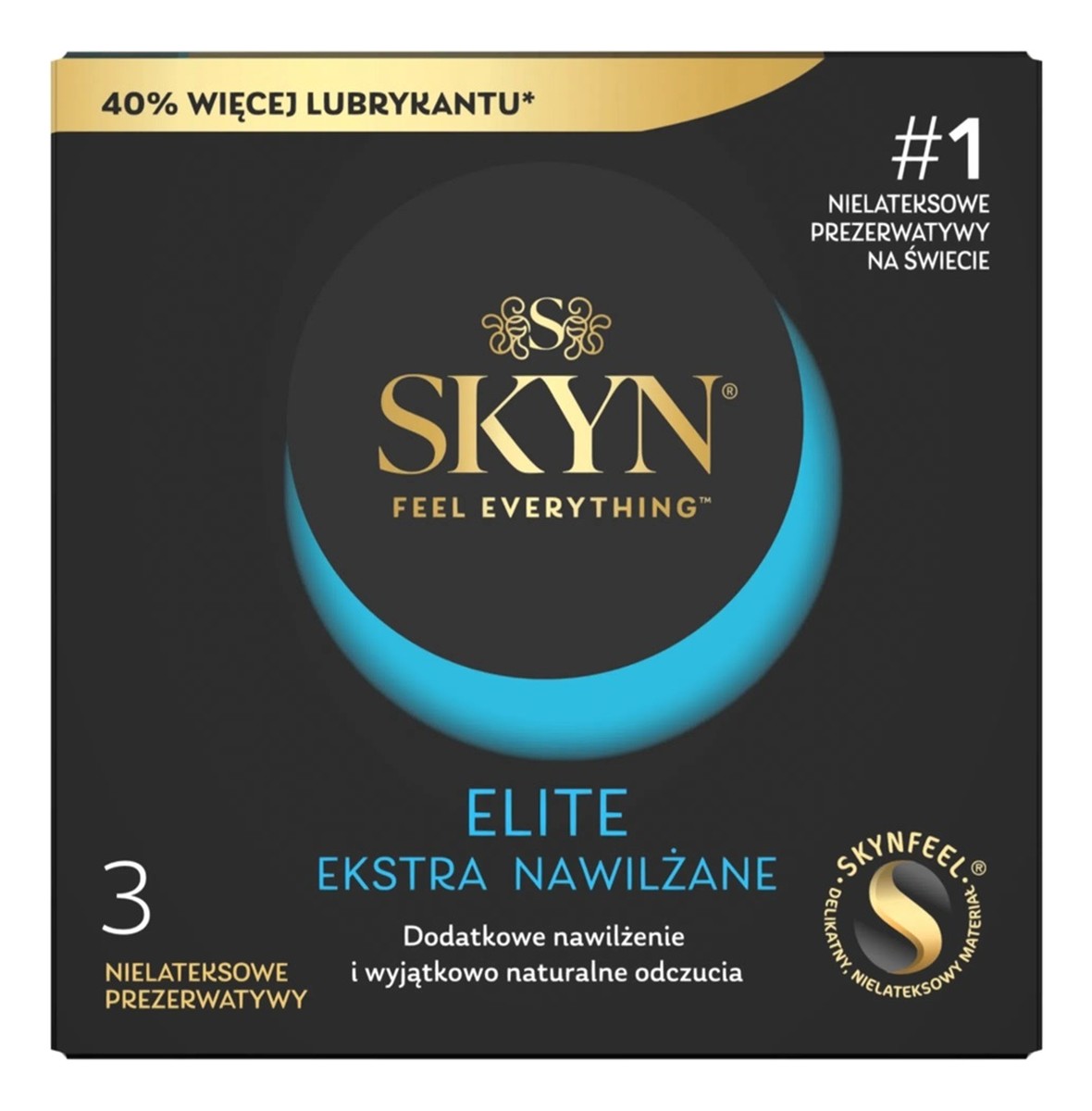 Elite ekstra nawilżane nielateksowe prezerwatywy 3szt.