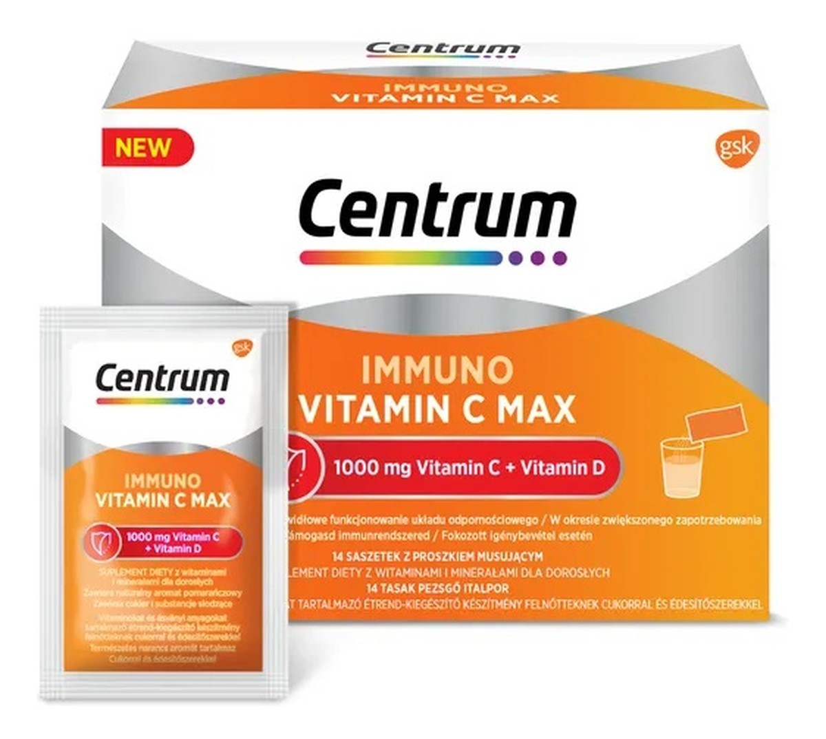 Immuno vitamin c max suplement diety z witaminami i minerałami 14 saszetek