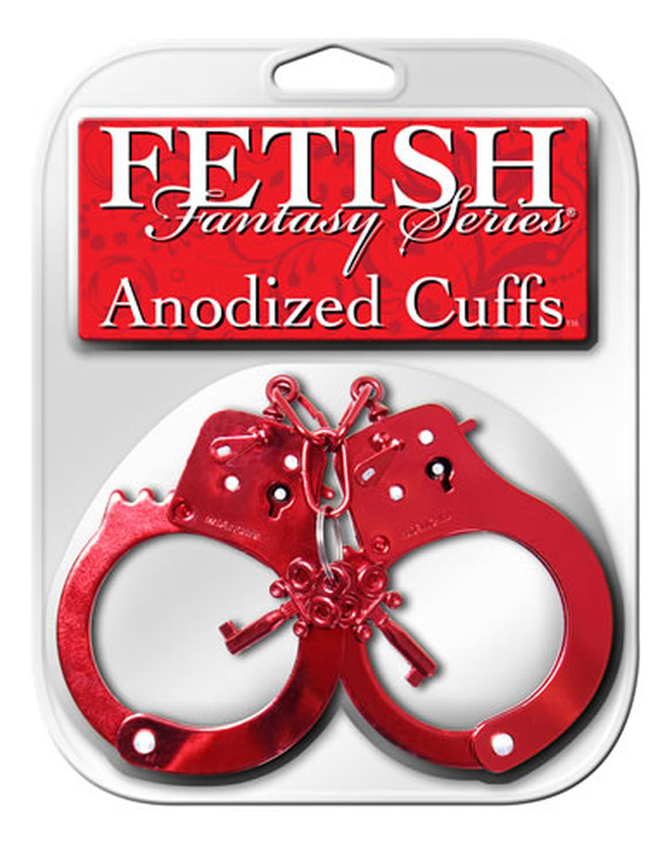 Fetish fantasy series anodized cuffs kajdanki galwanizowane czerwone