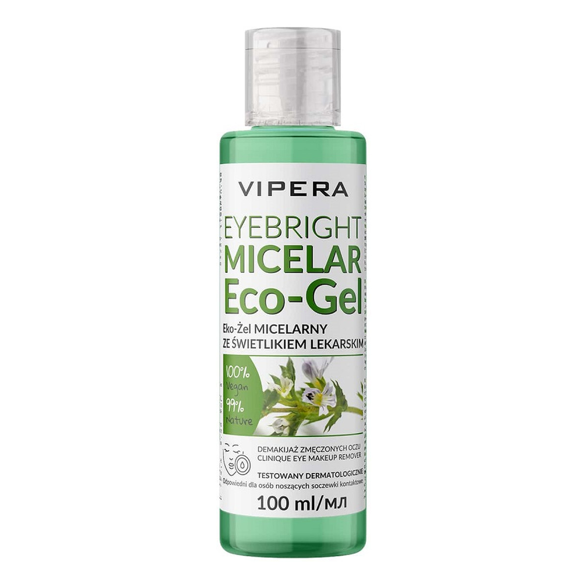 Vipera Eyebright micelar eco-gel eko-żel micelarny ze świetlikiem lekarskim do demakijażu zmęczonych oczu 100ml