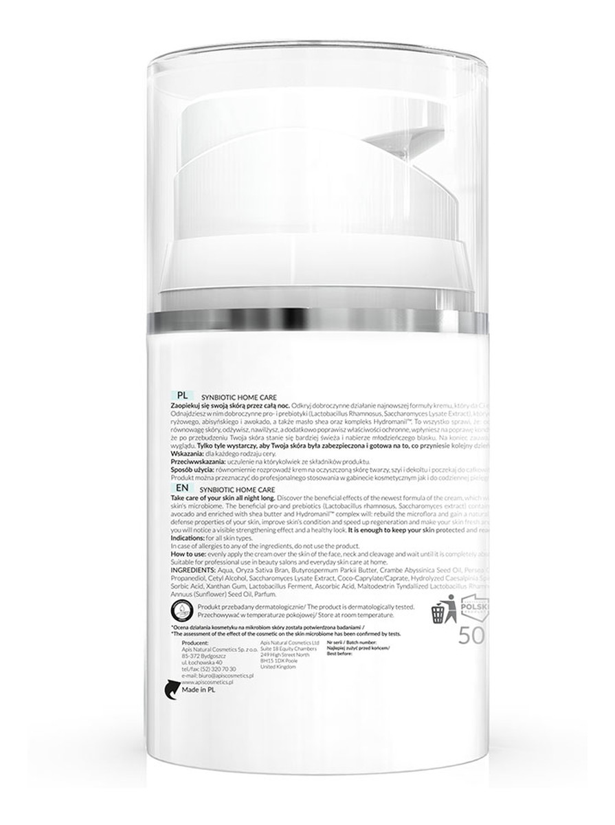 Krem z probiotykami i prebiotykami na noc