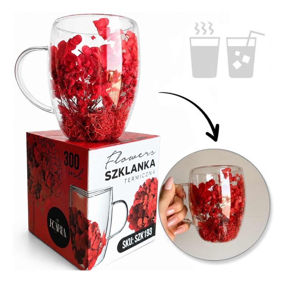 Szklanka termiczna Czerwona